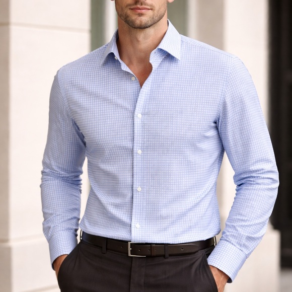 Stafford Other - Stafford Men's Sky Blue Checkered Dress Shirt